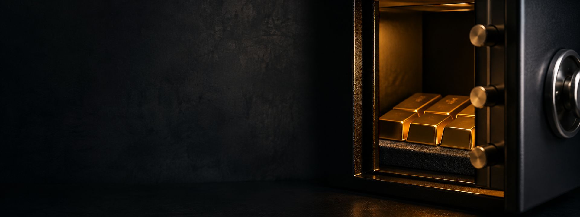 Caja fuerte con lingotes de oro de inversión